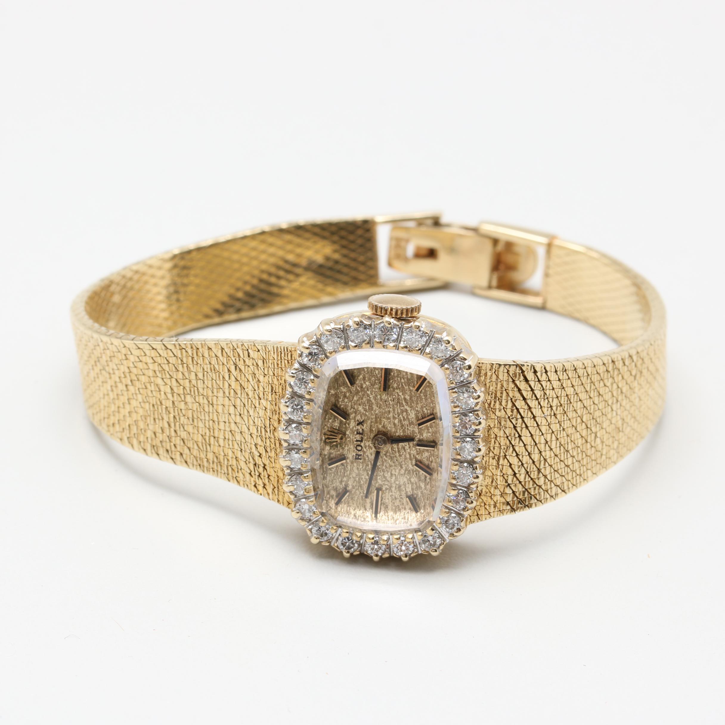 Rolex 14K Yellow Gold Diamond Watch