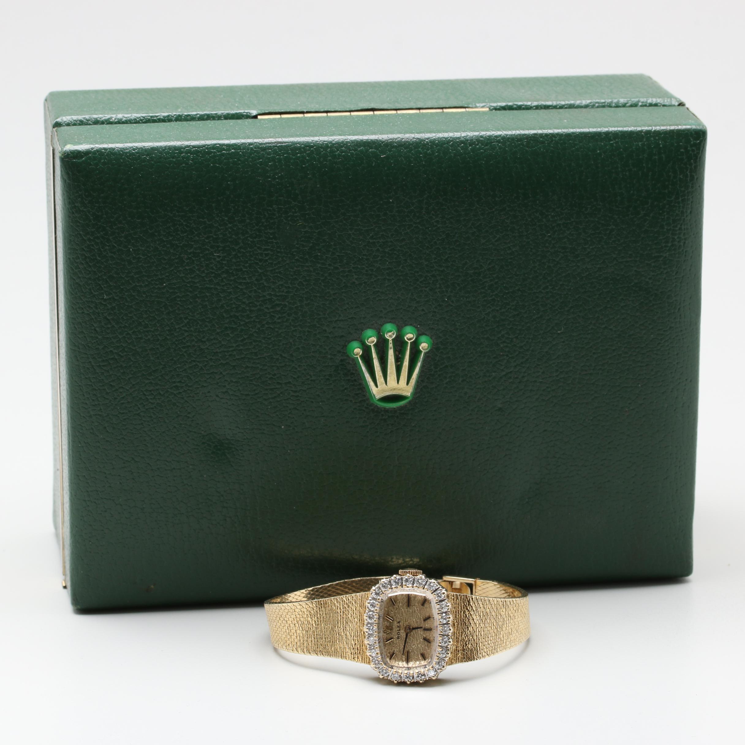 Rolex 14K Yellow Gold Diamond Watch