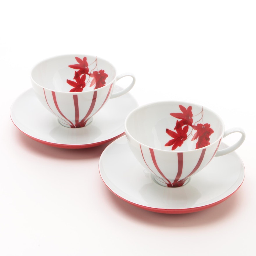 Mikasa "Pure Red" Porcelain Cups and Saucers