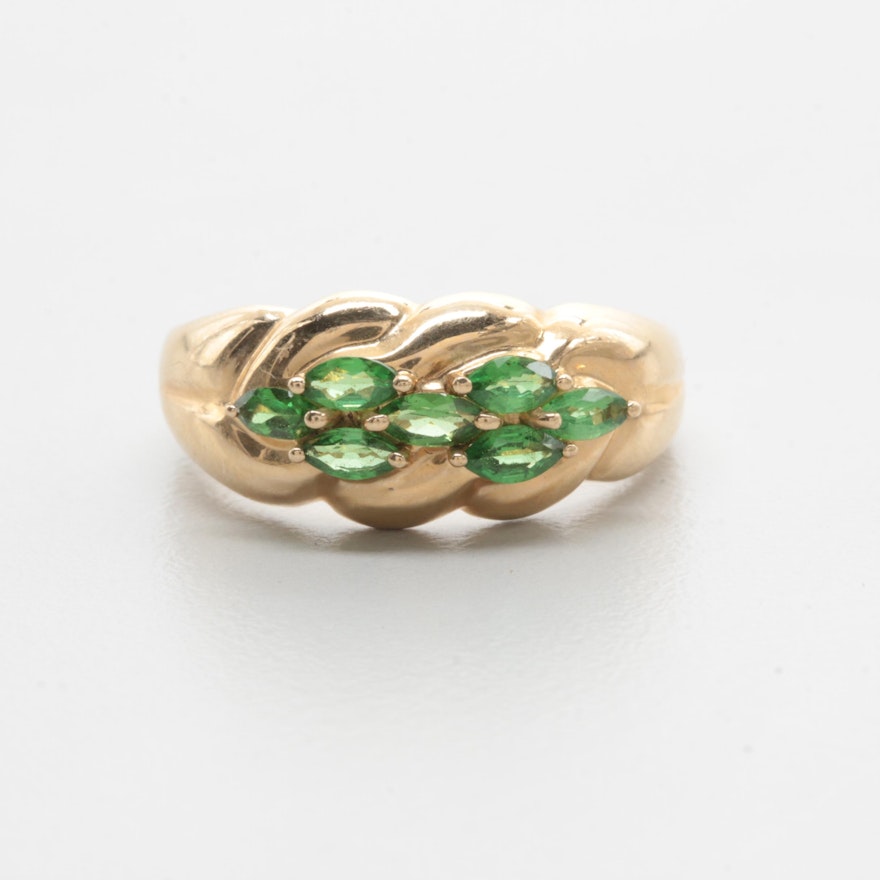 14K Yellow Gold Tsavorite Garnet Ring