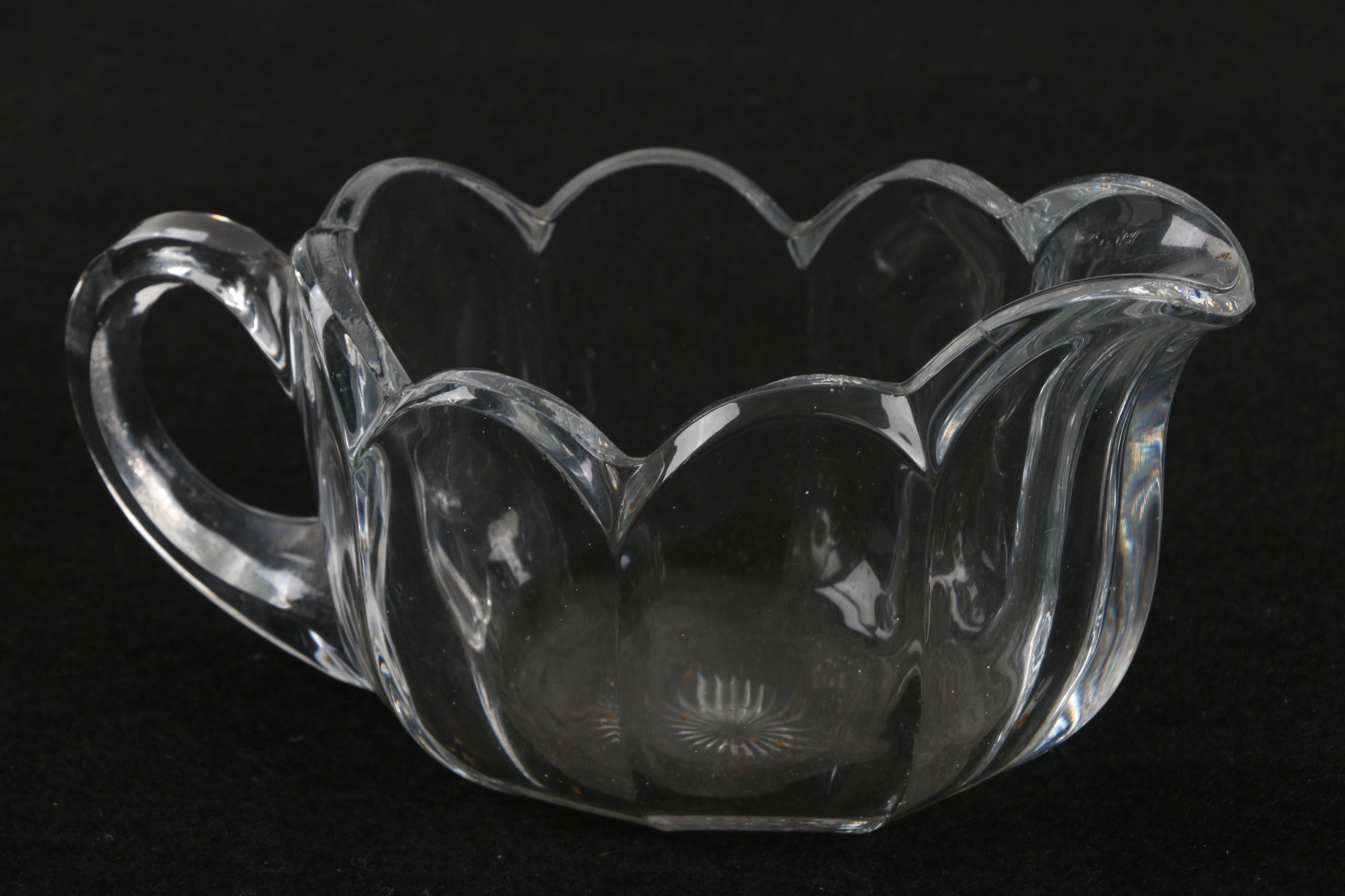 Vintage Heisey Creamer and "Greek Key" Tumbler