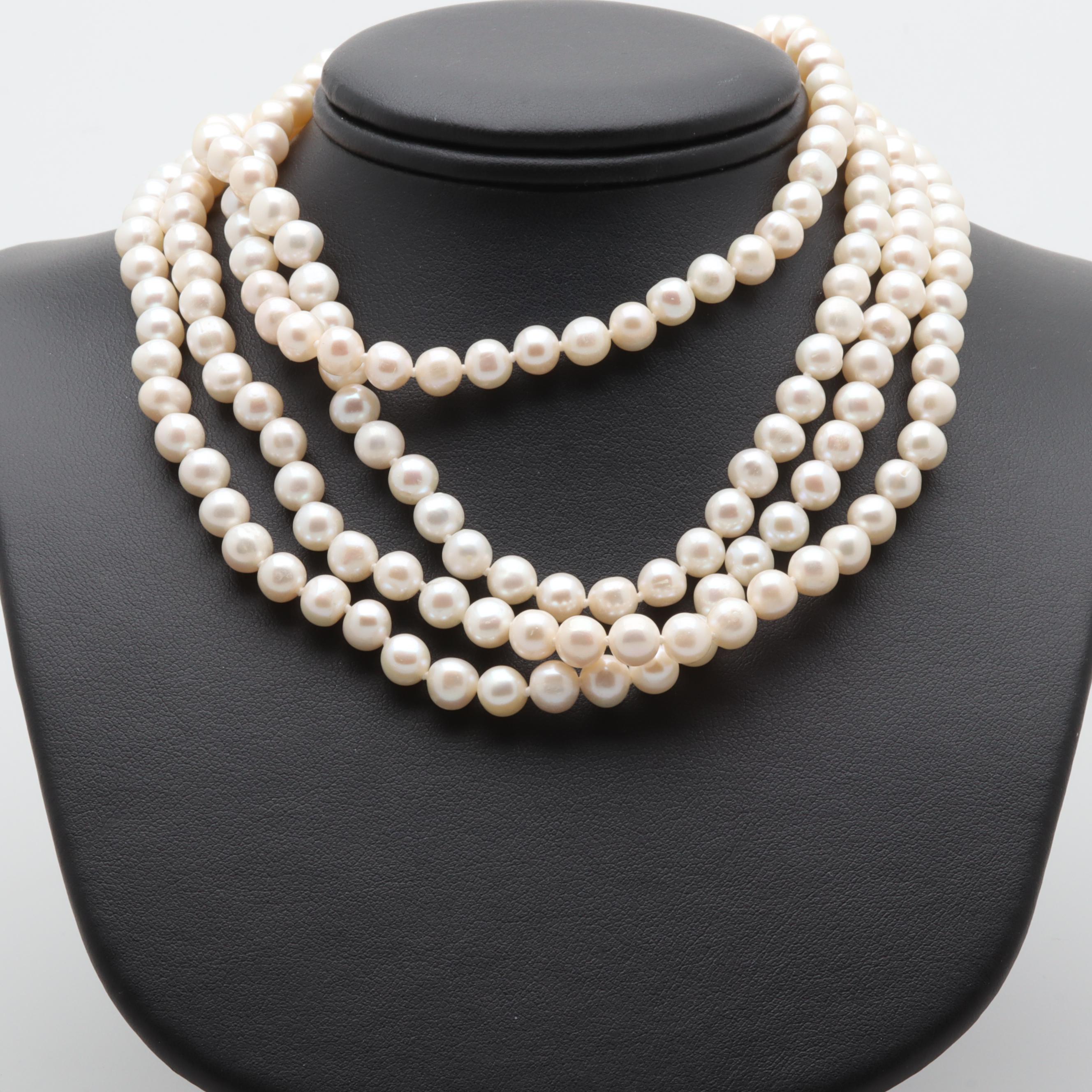 14K Yellow Gold Cultured Pearl Necklace