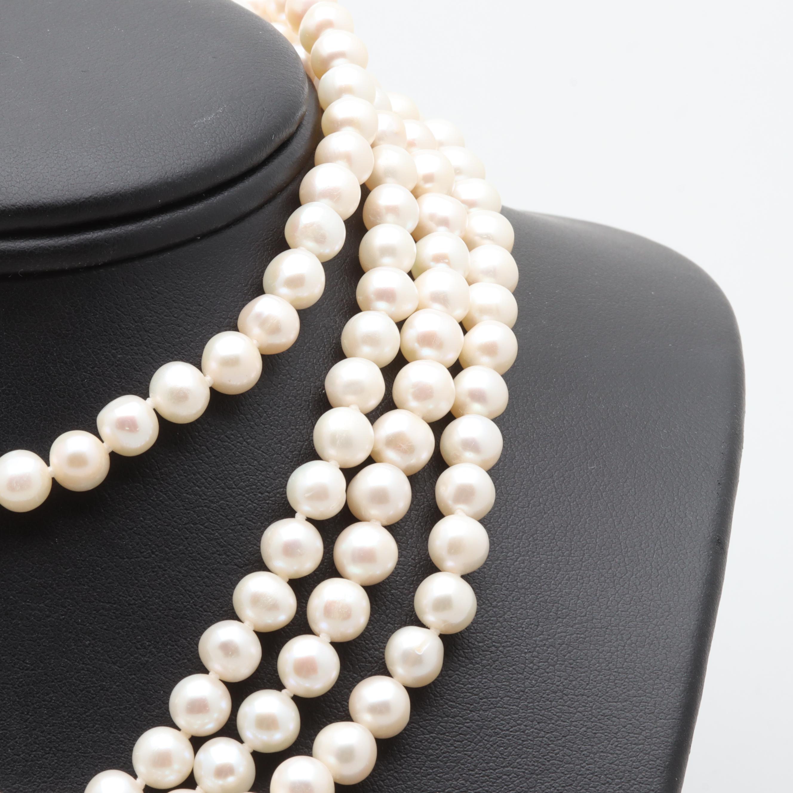 14K Yellow Gold Cultured Pearl Necklace