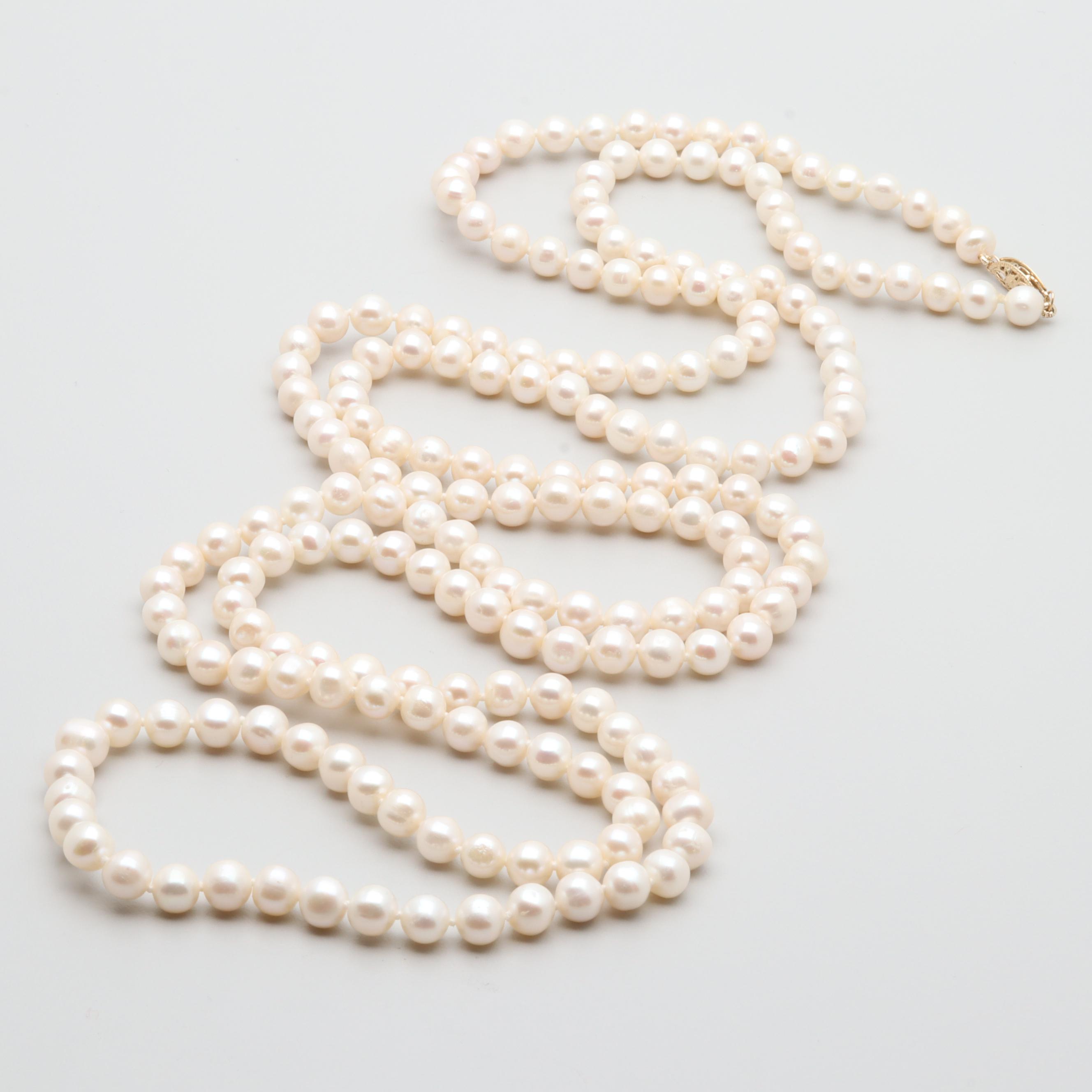 14K Yellow Gold Cultured Pearl Necklace