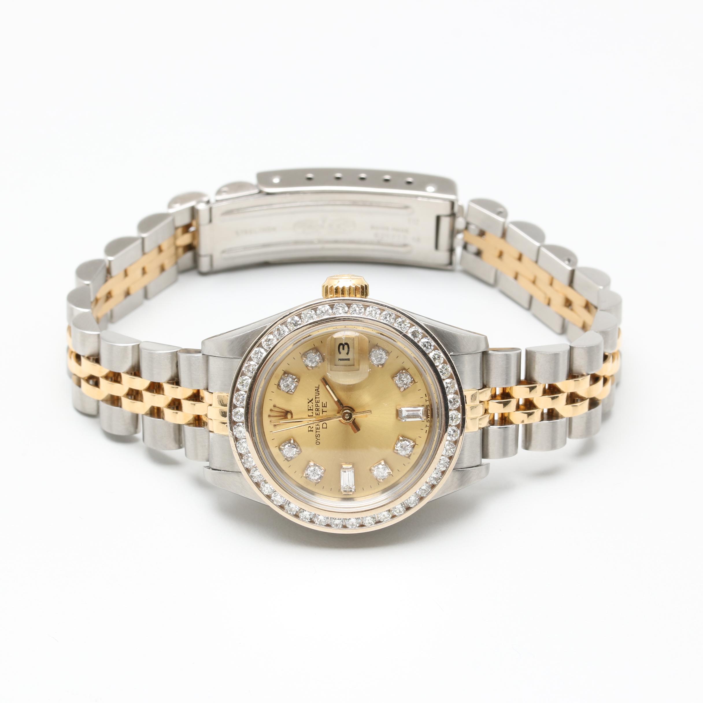 Rolex Oyster Perpetual 18K, 14K Gold and Stainless 1.19 CTW Diamond Watch
