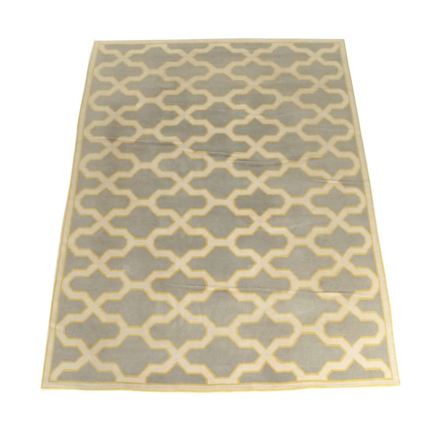 Power-Loomed Ogee Pattern Wool Area Rug