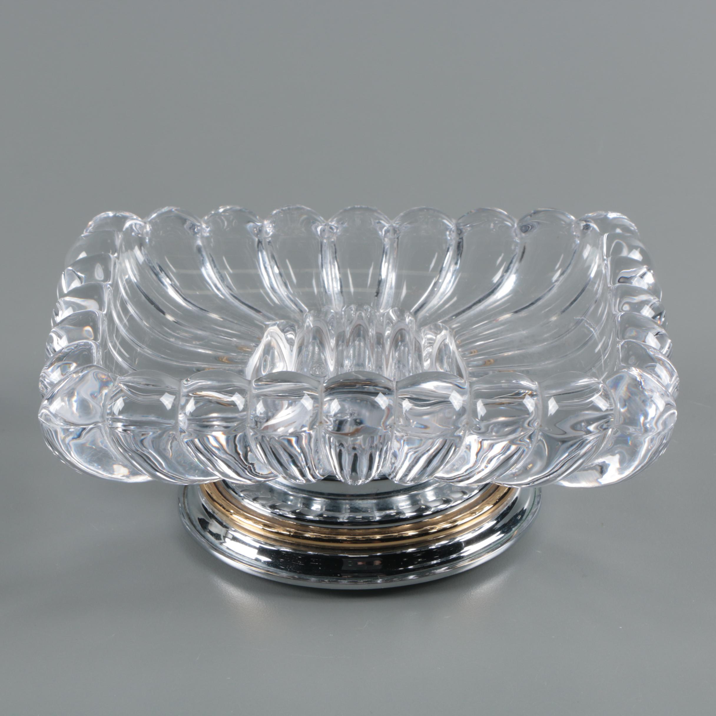 Pomd'or Crystal Soap Dish with Metal Pedestal Base