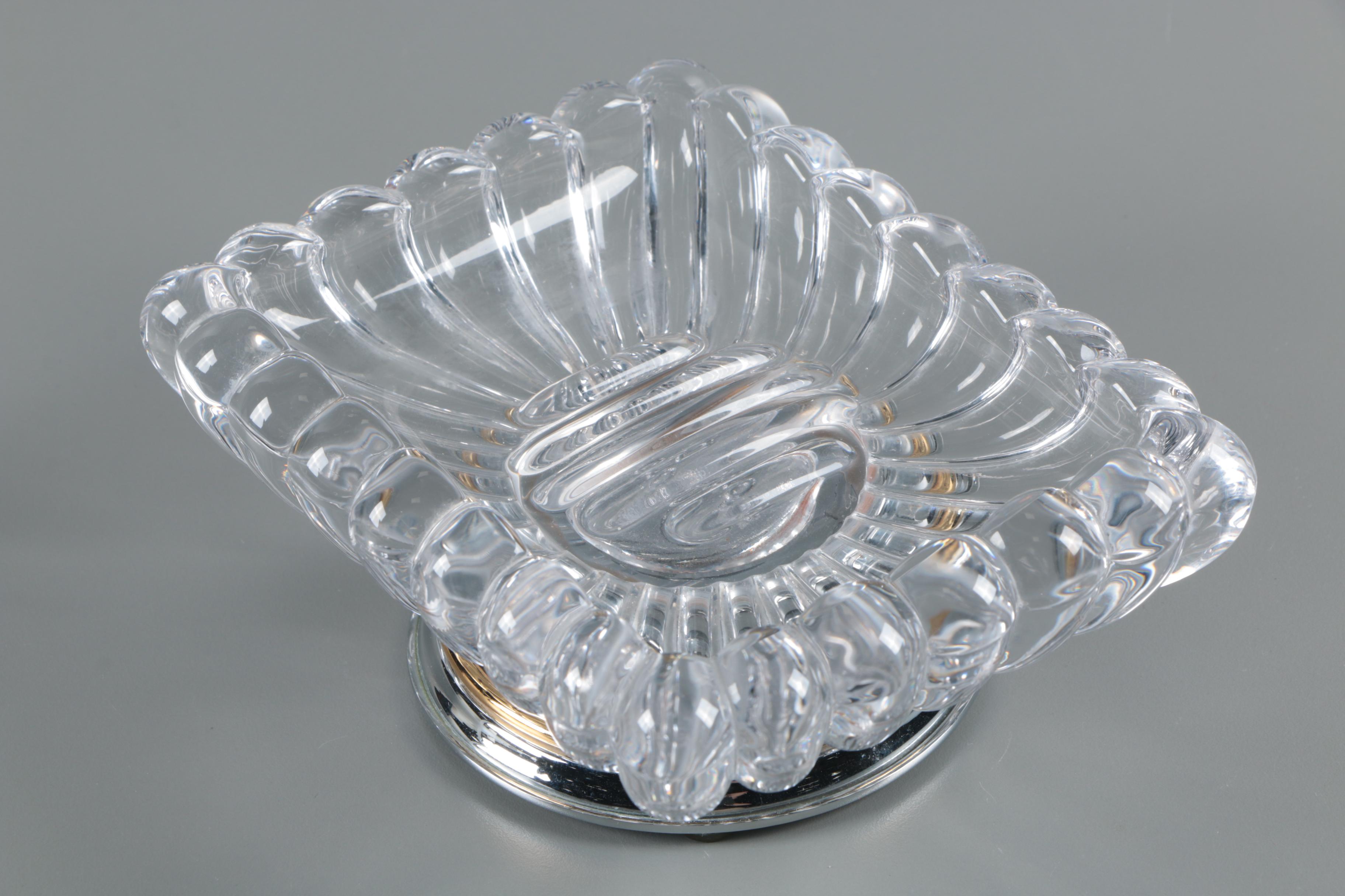 Pomd'or Crystal Soap Dish with Metal Pedestal Base