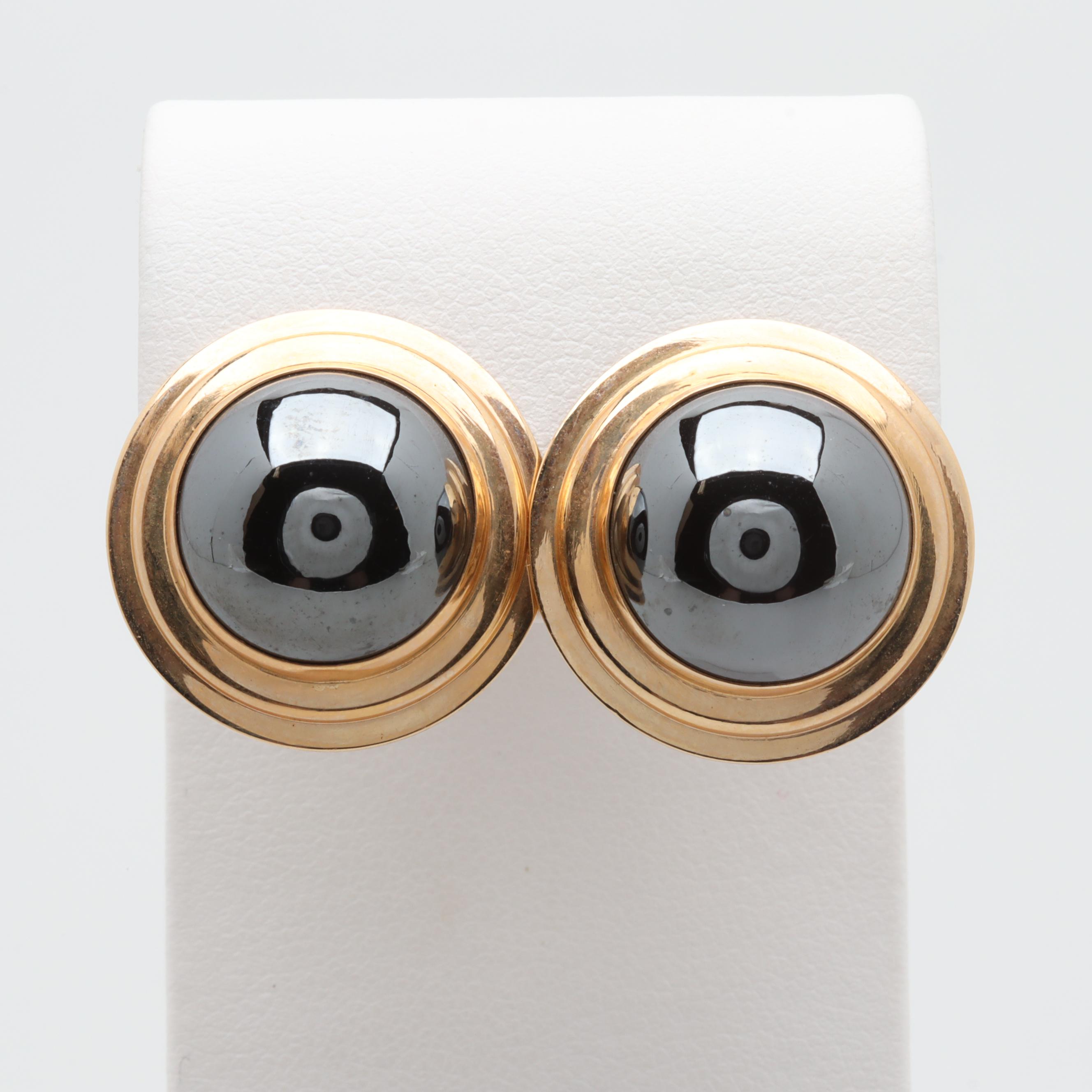 Peter Brams Designs 14K Yellow Gold Hematite Earrings
