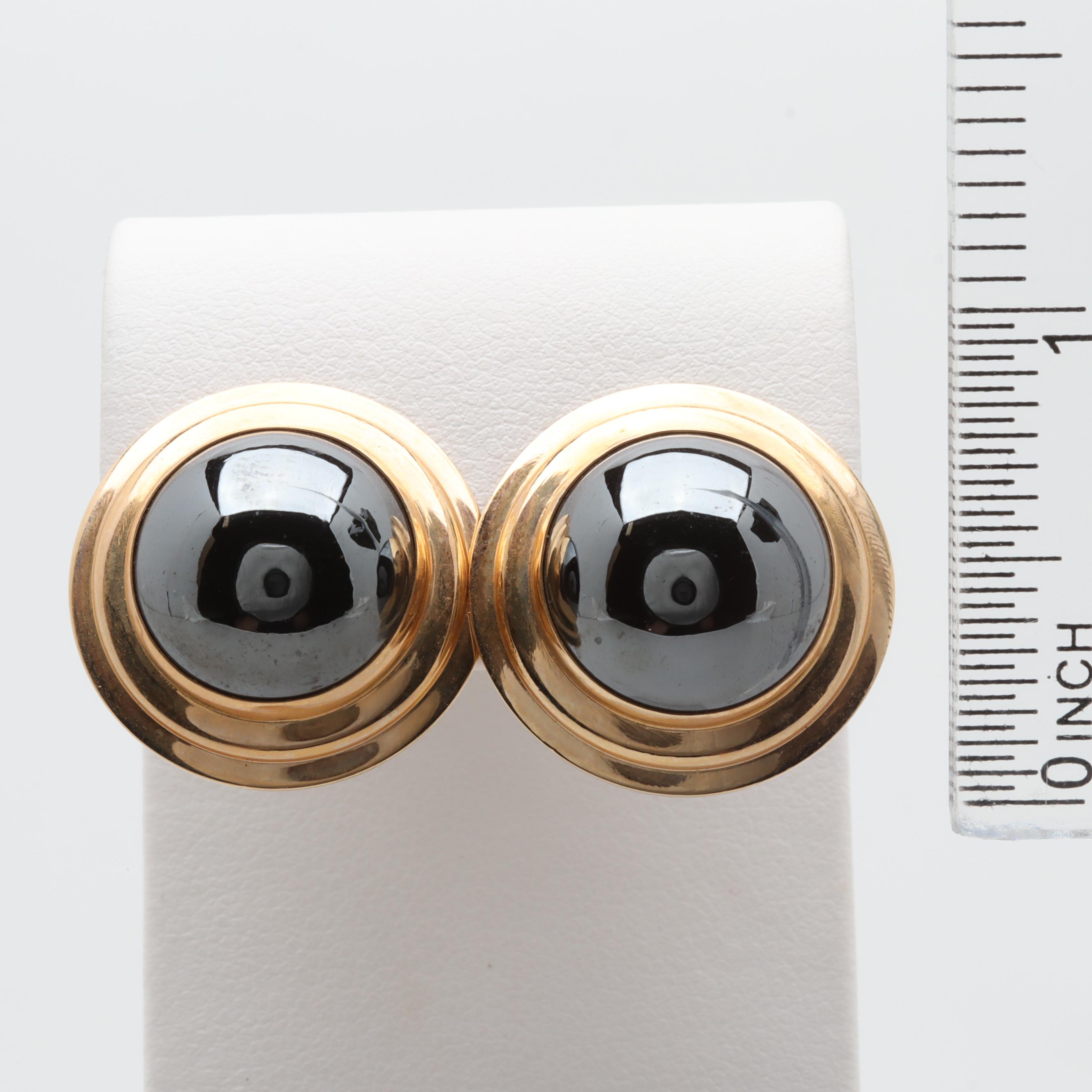 Peter Brams Designs 14K Yellow Gold Hematite Earrings