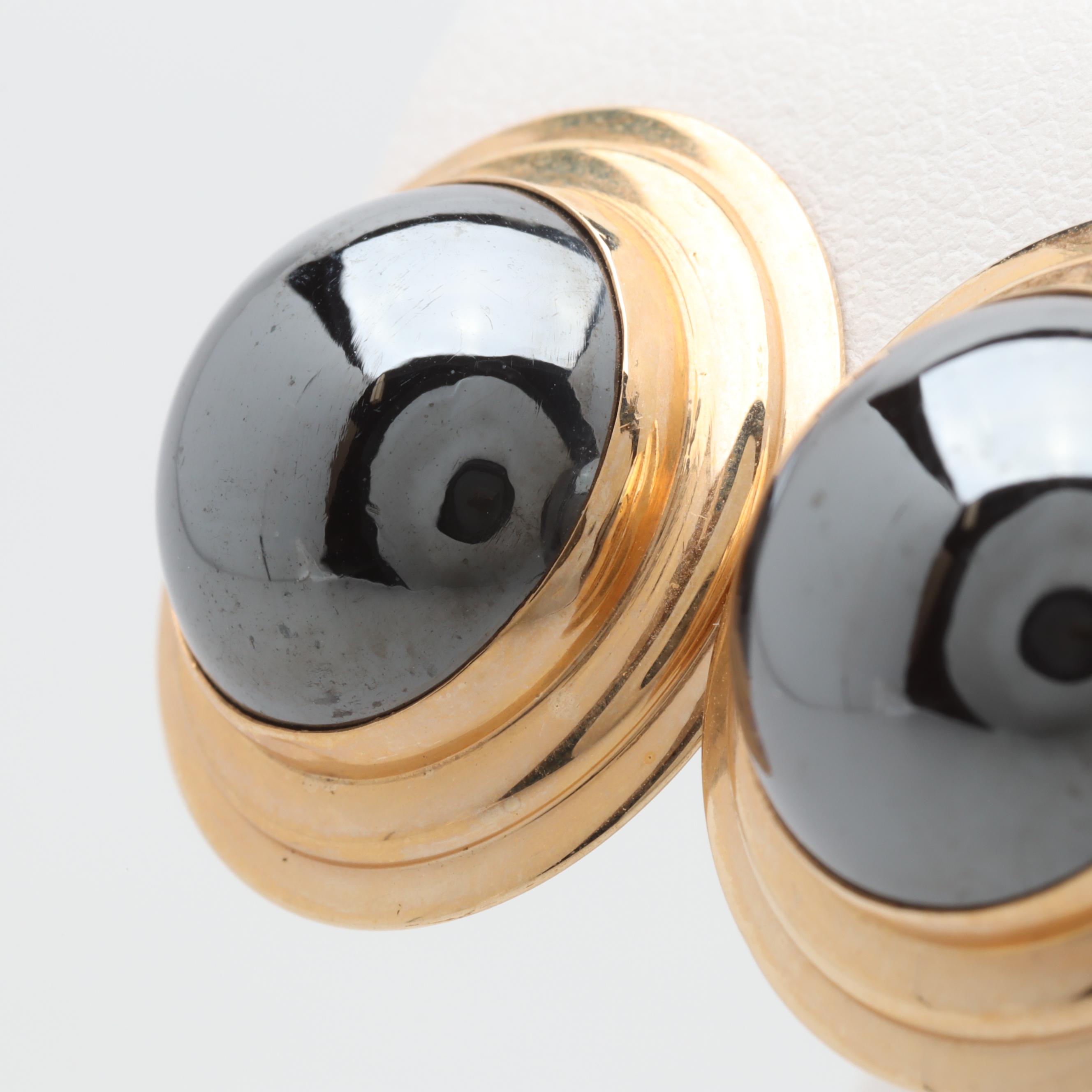 Peter Brams Designs 14K Yellow Gold Hematite Earrings