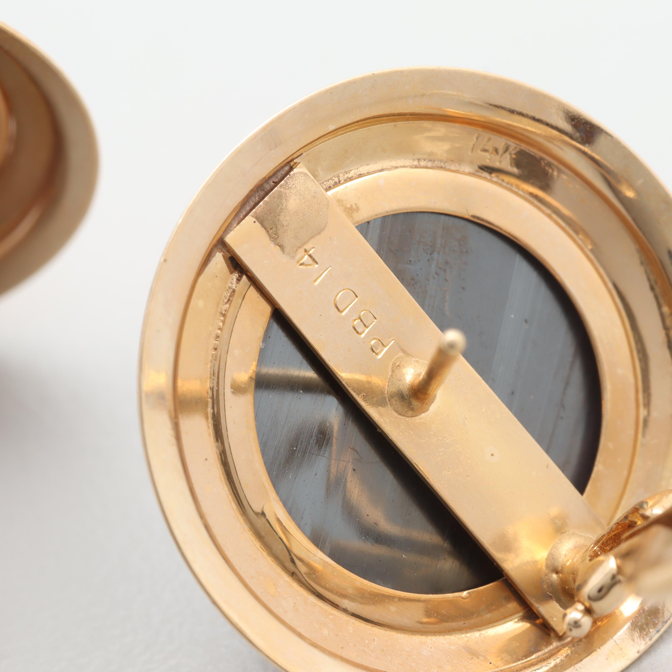 Peter Brams Designs 14K Yellow Gold Hematite Earrings