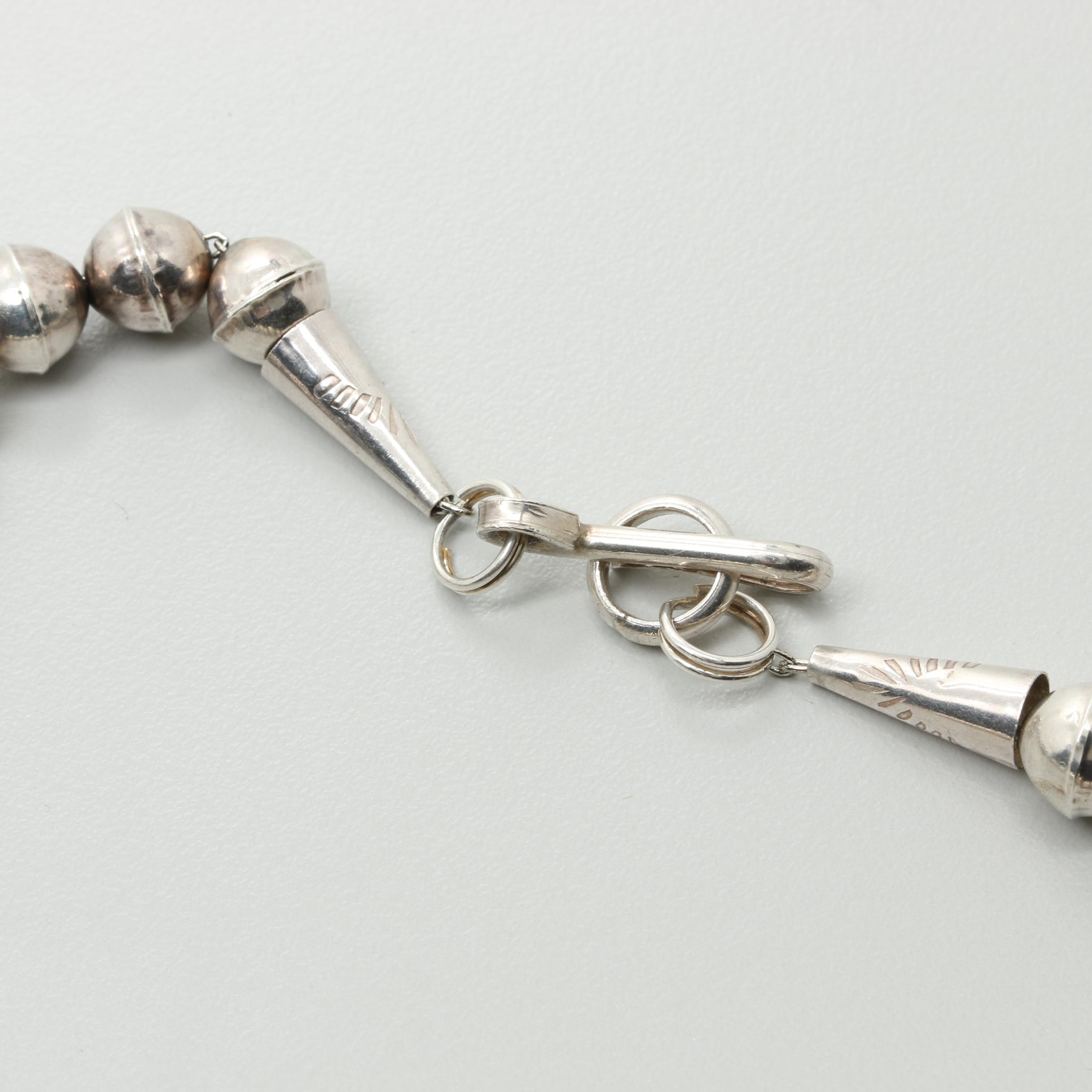 Southwestern Style Turquoise Claw and Bench Bead Necklace