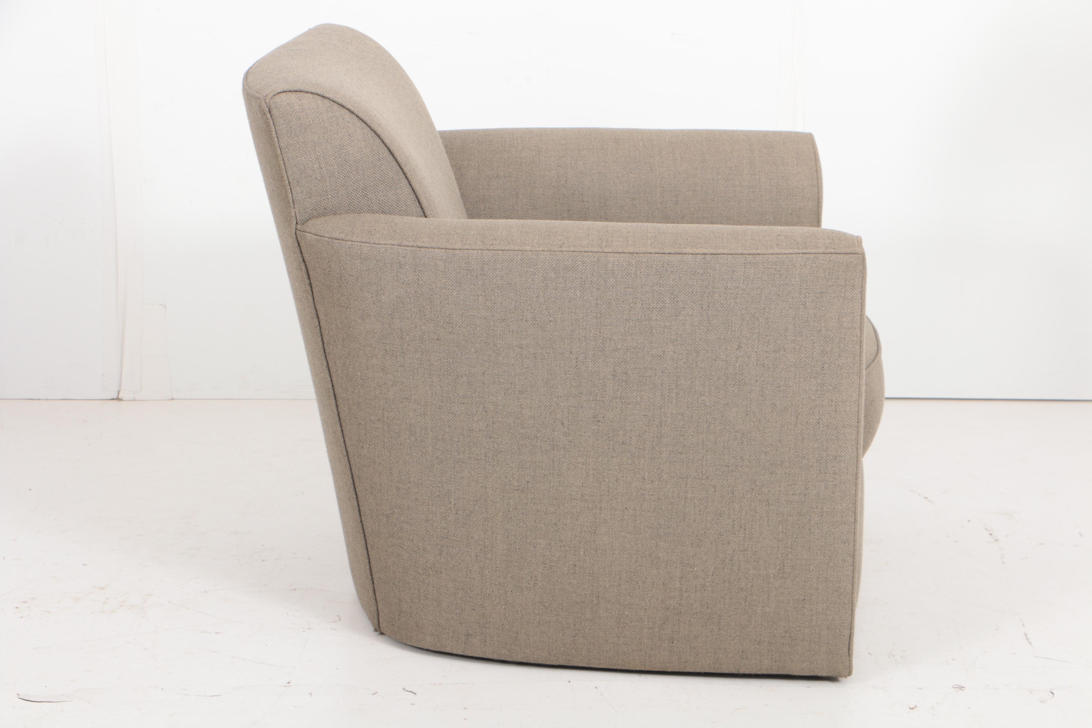 Pair of Donghia "Noble" Swivel Chairs and Ottoman