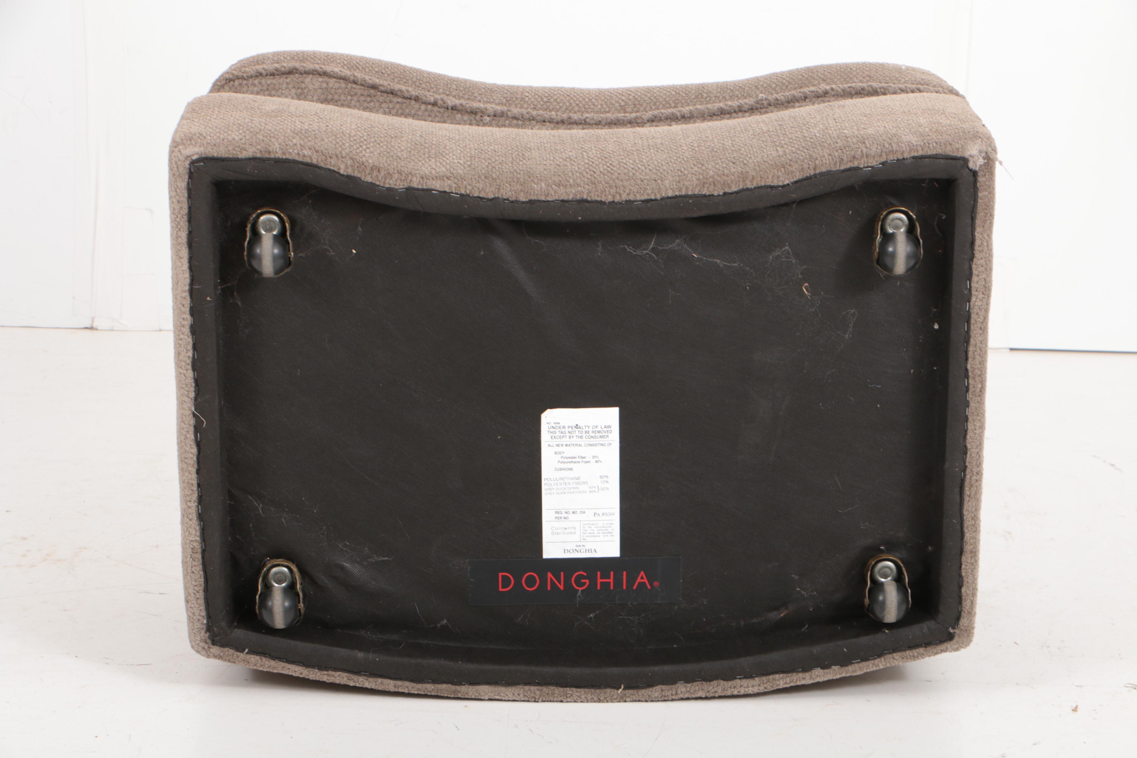 Pair of Donghia "Noble" Swivel Chairs and Ottoman