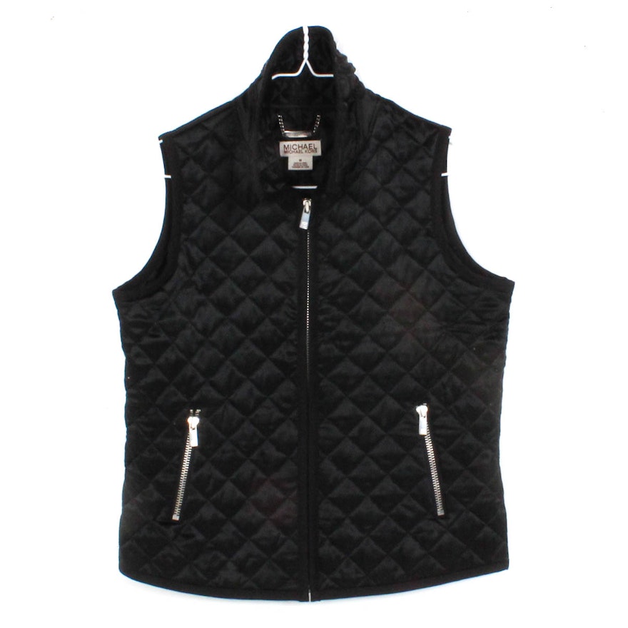 Women's Michael by Michael Kors Quilted Black Silk Vest