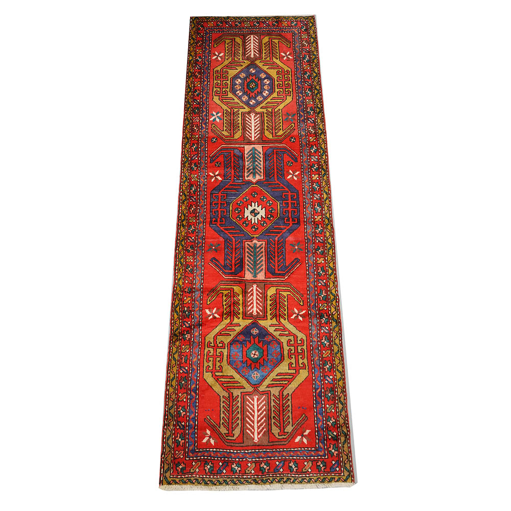Hand-Knotted Caucasian Talish Lenkoran Wool Carpet Runner