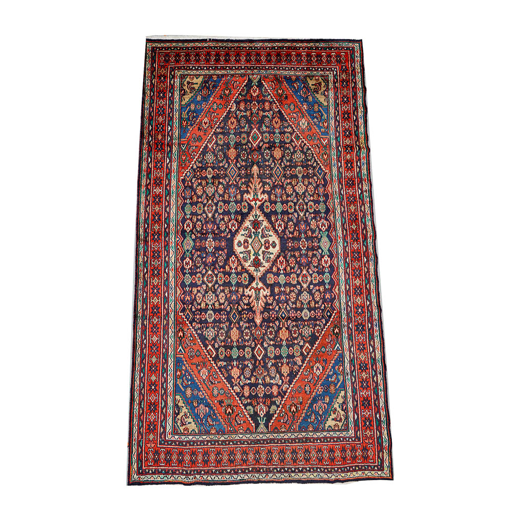 Hand-Knotted Persian Hamadan Wool Area Rug