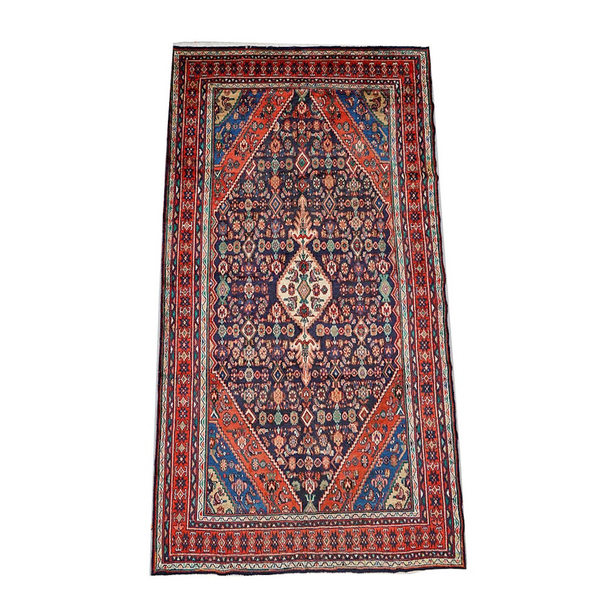 Hand-Knotted Persian Hamadan Wool Area Rug