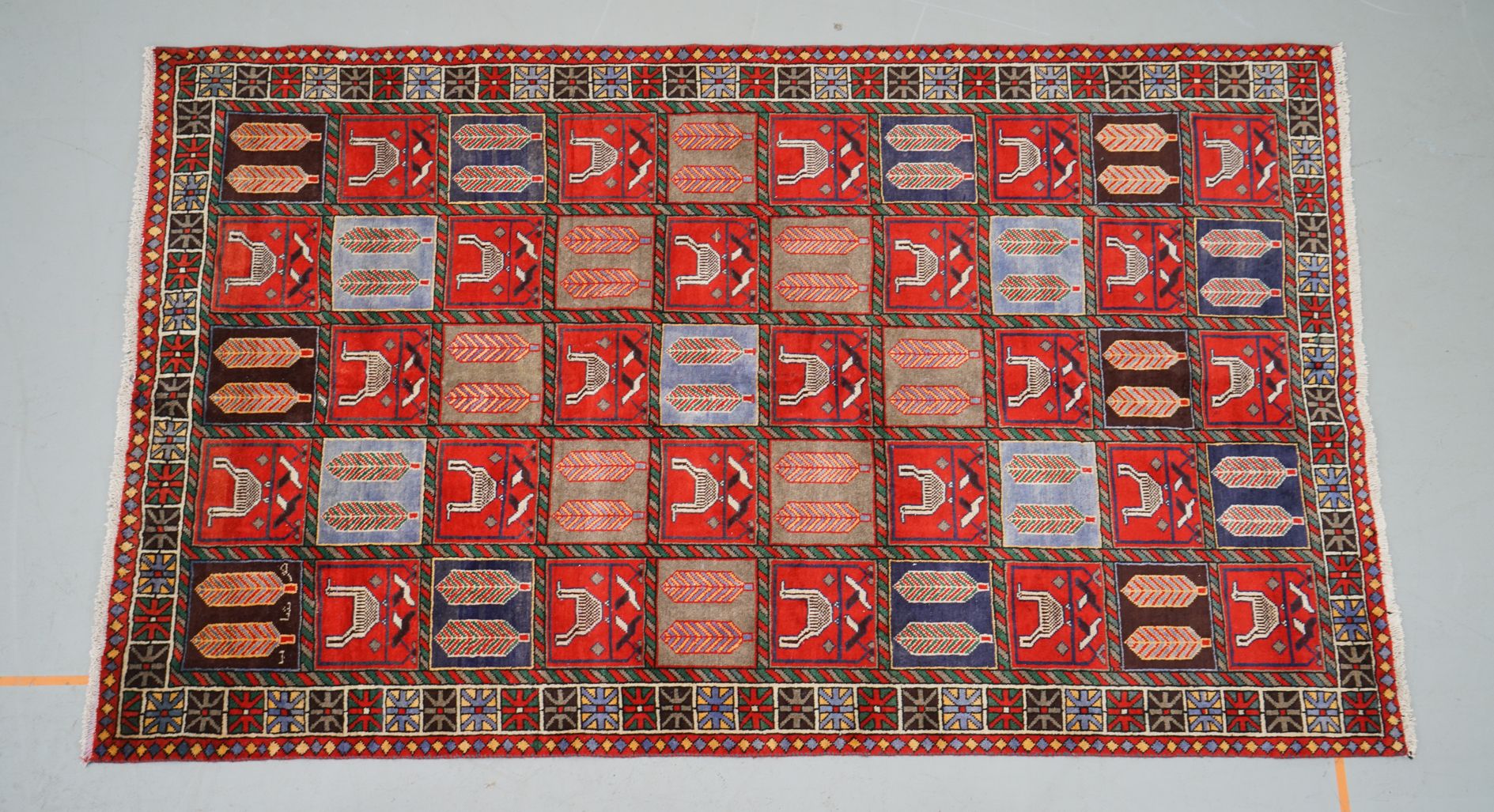 Hand-Knotted Inscribed Garden Panel Wool Area Rug