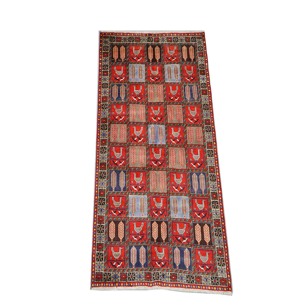Hand-Knotted Inscribed Garden Panel Wool Area Rug