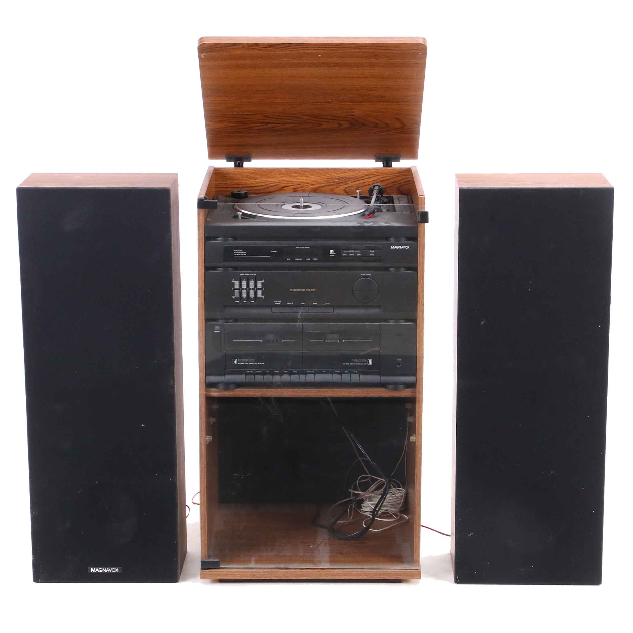 Magnavox Turntable and Stereo System with Floor Speakers