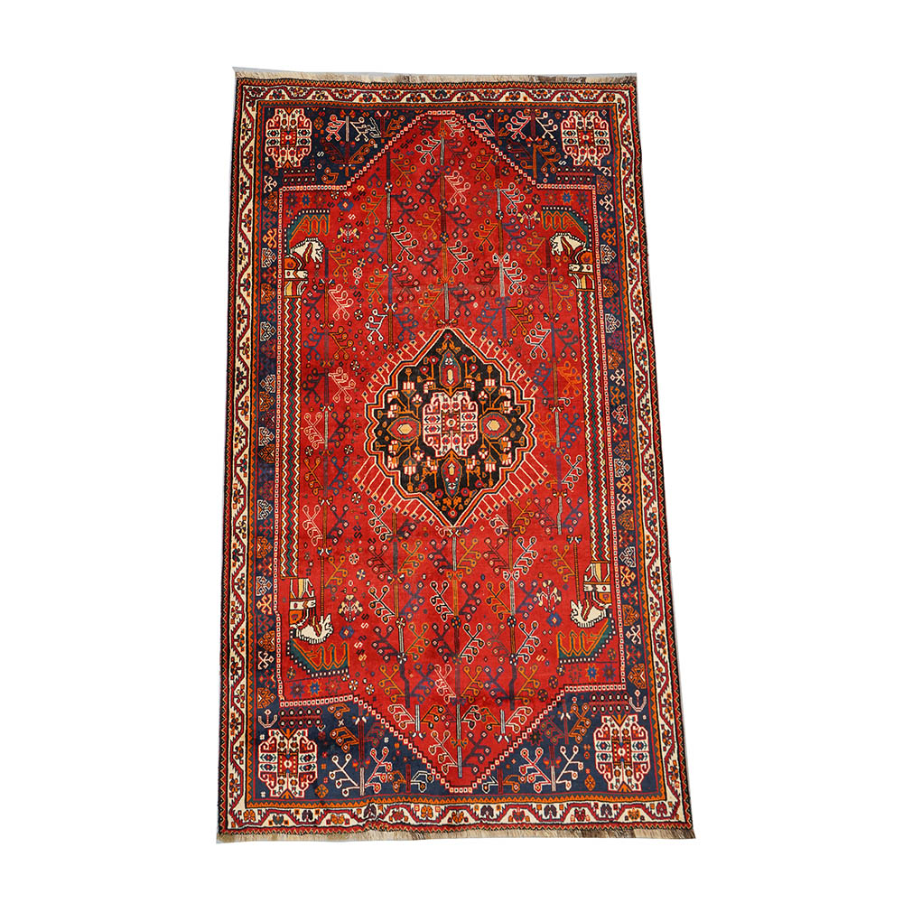 Hand-Knotted Persian Qashqai Wool Area Rug