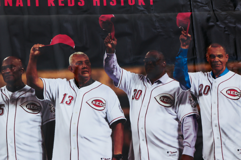 Cincinnati Reds Hall of Fame and Museum "The Great 8 Reunite" Banner COA