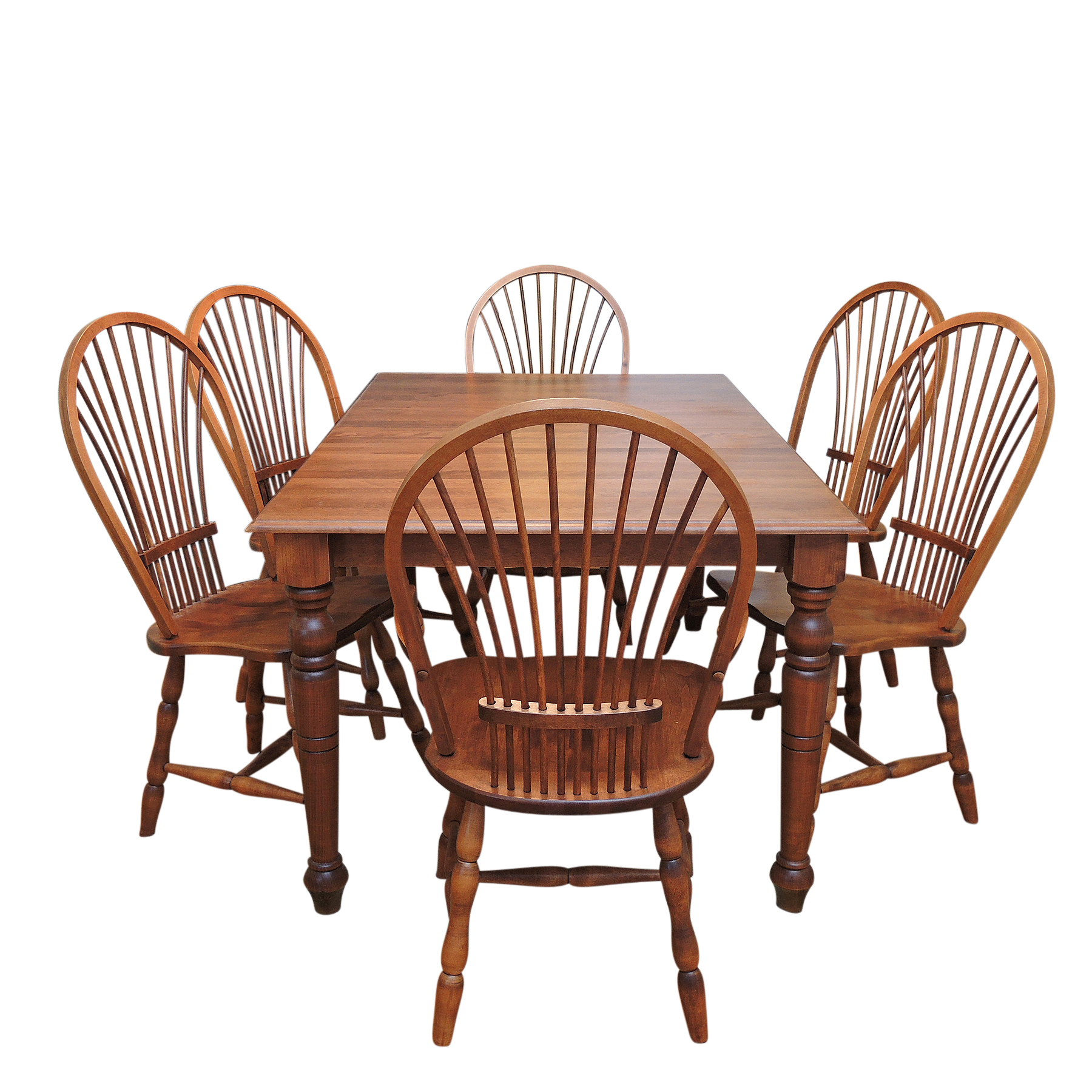 Bedard Farmhouse Style Dining Table and Six Windsor Style Chairs