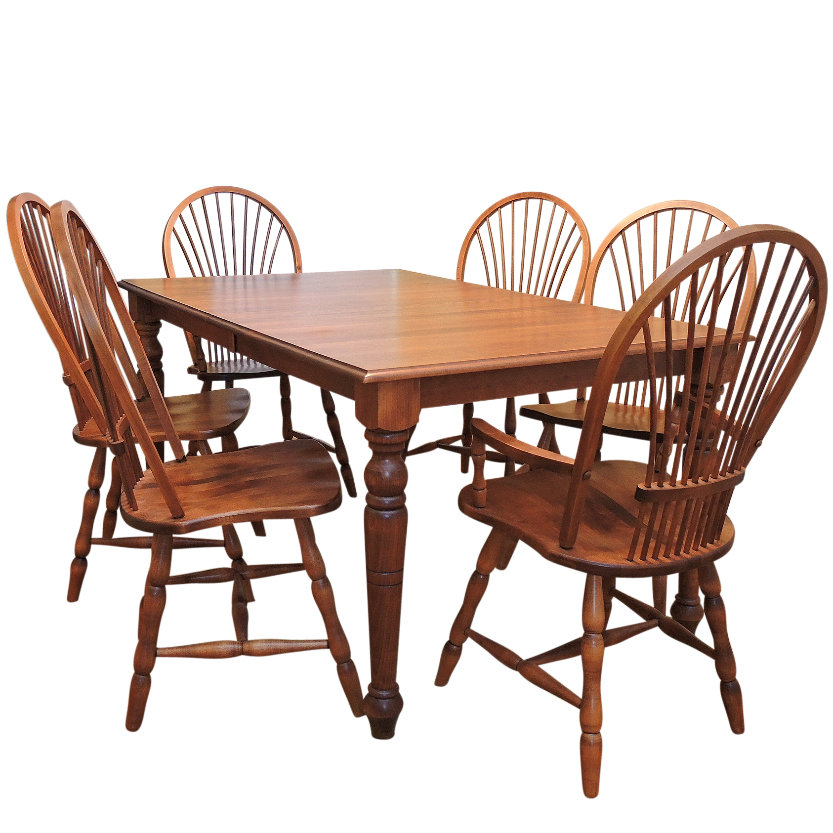 Bedard Farmhouse Style Dining Table and Six Windsor Style Chairs