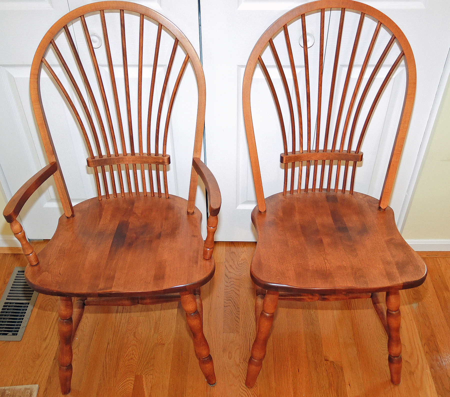 Bedard Farmhouse Style Dining Table and Six Windsor Style Chairs