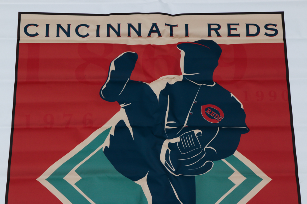 Large Cincinnati Reds Hall of Fame Logo Banner COA