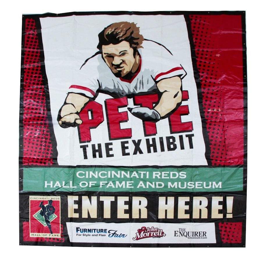 "Pete The Exhibit" Reds Hall of Fame Banner COA