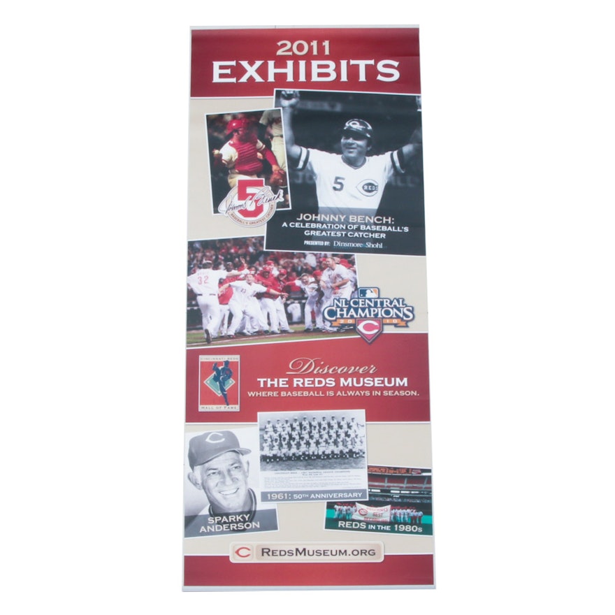 2011 Cincinnati Reds Hall of Fame and Museum Exhibit Banner COA