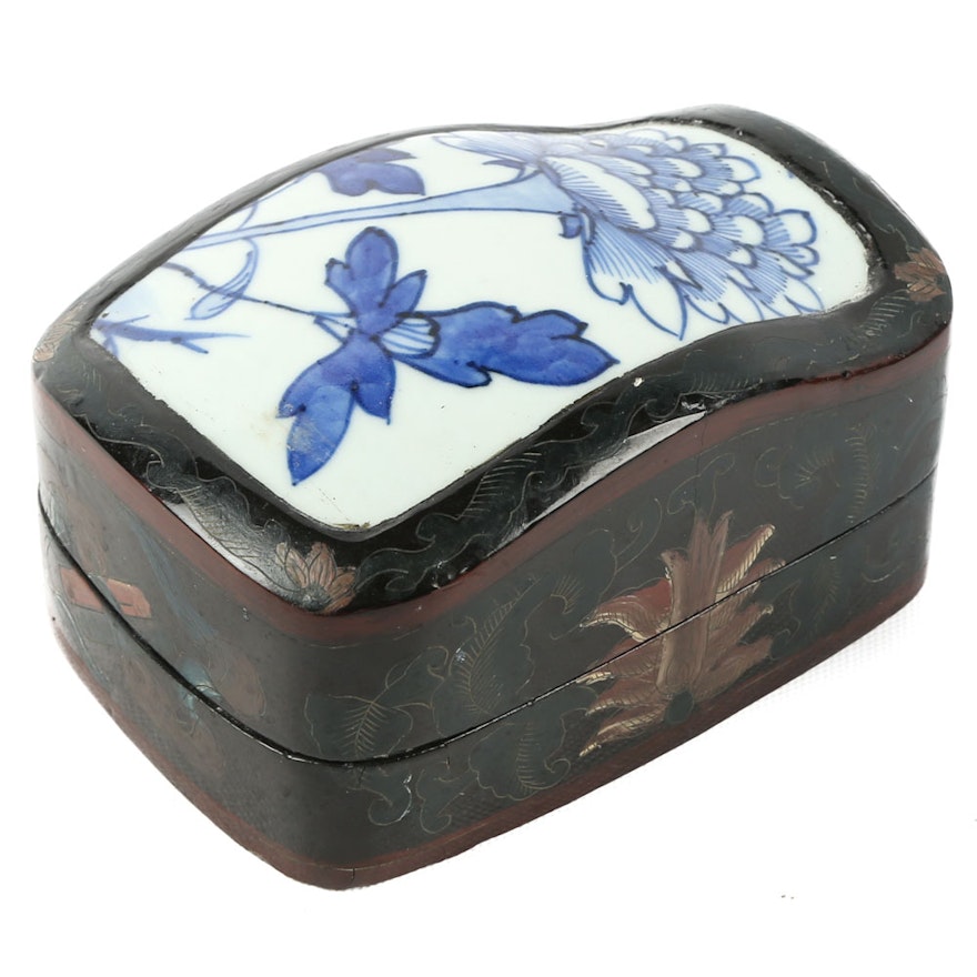 Chinese Porcelain Shard Lacquered Box