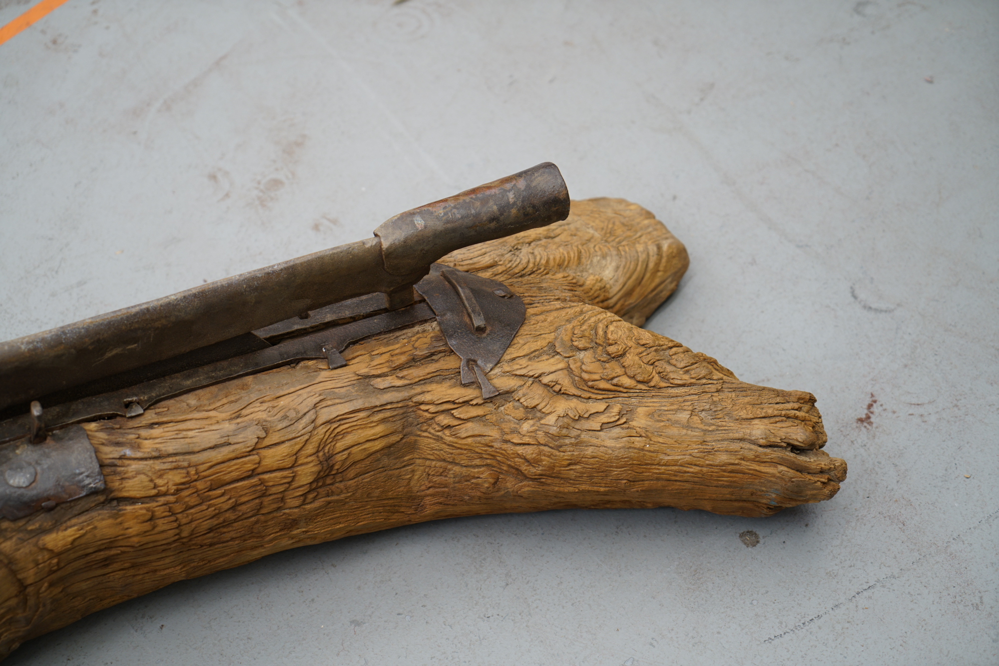Vintage Metal Hand Saw with Wooden Whale Shaped Holder
