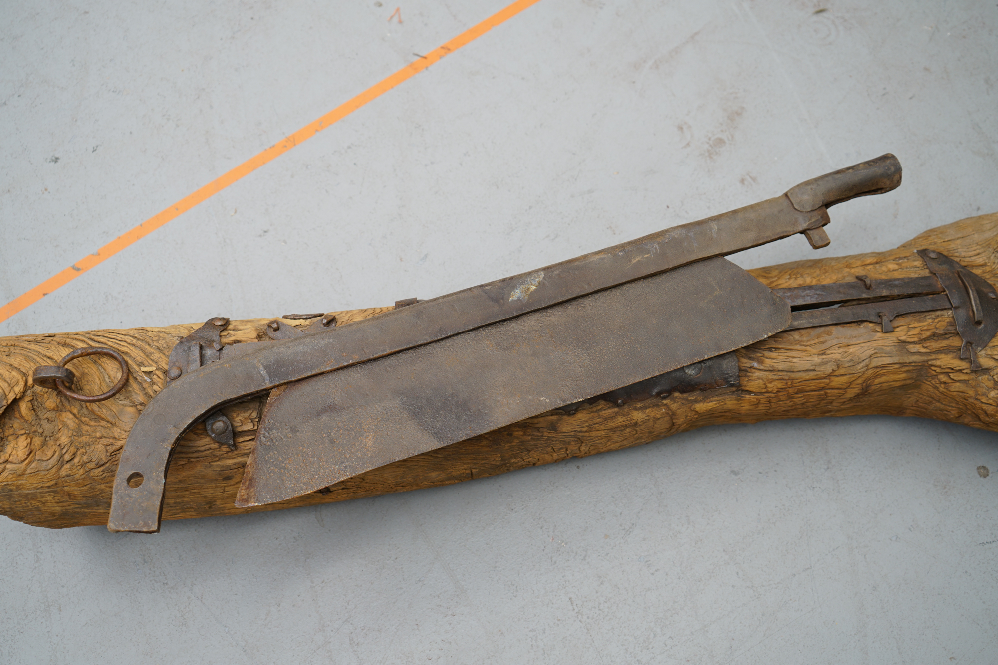 Vintage Metal Hand Saw with Wooden Whale Shaped Holder