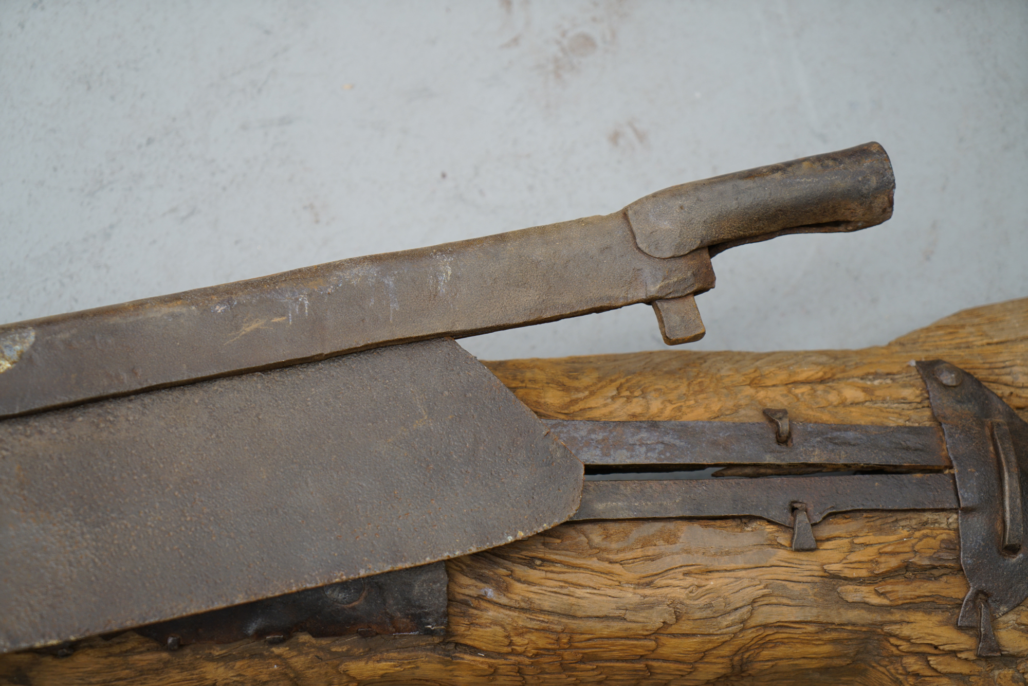 Vintage Metal Hand Saw with Wooden Whale Shaped Holder