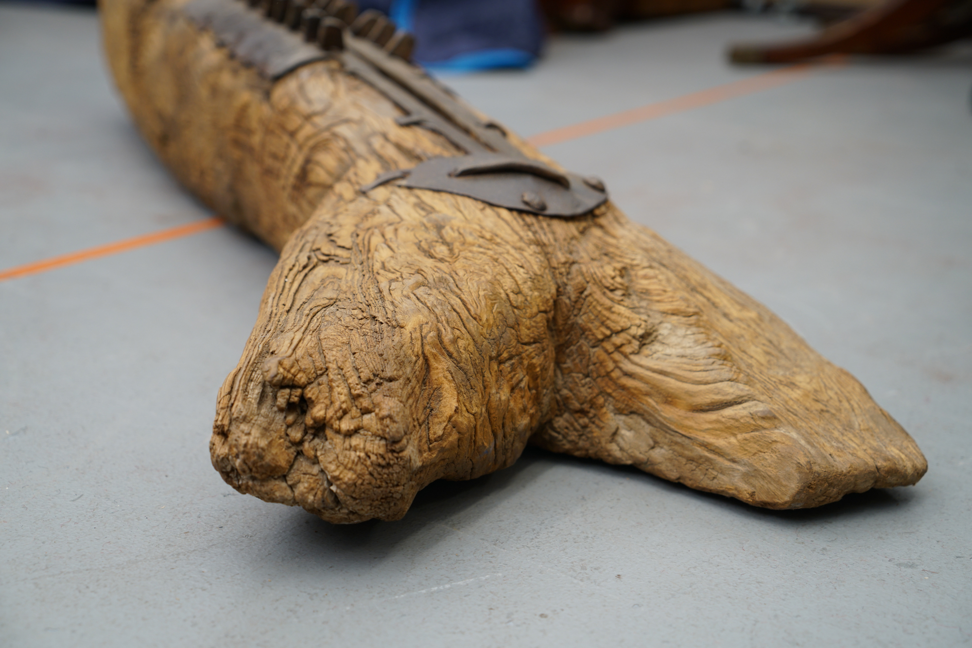 Vintage Metal Hand Saw with Wooden Whale Shaped Holder