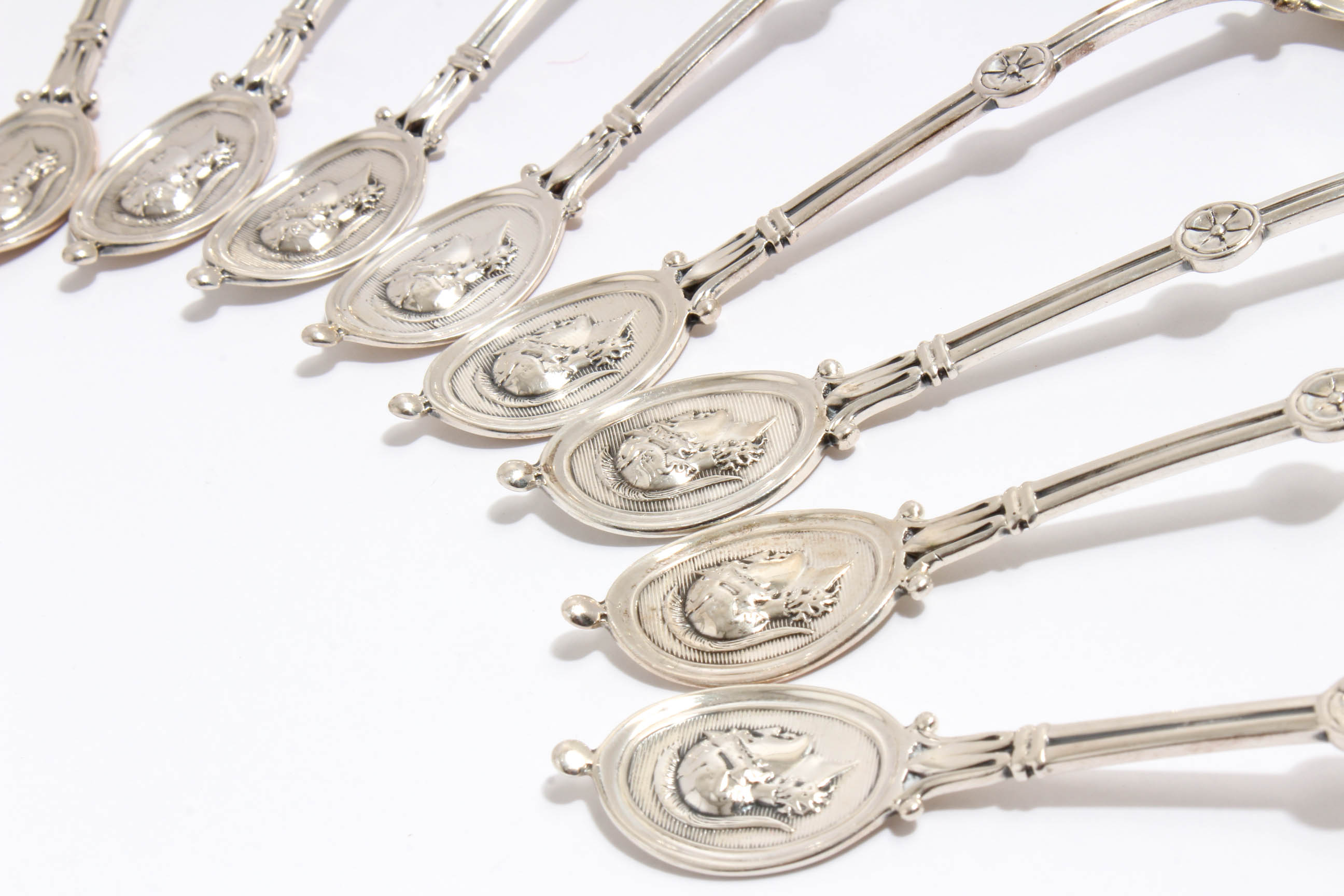 Circa 1860s Braverman & Levy Coin Silver "Medallion" Flatware