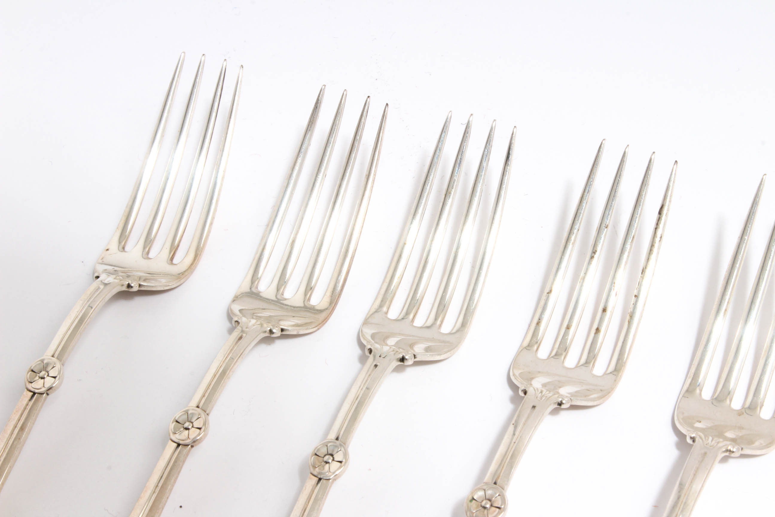 Circa 1860s Braverman & Levy Coin Silver "Medallion" Flatware