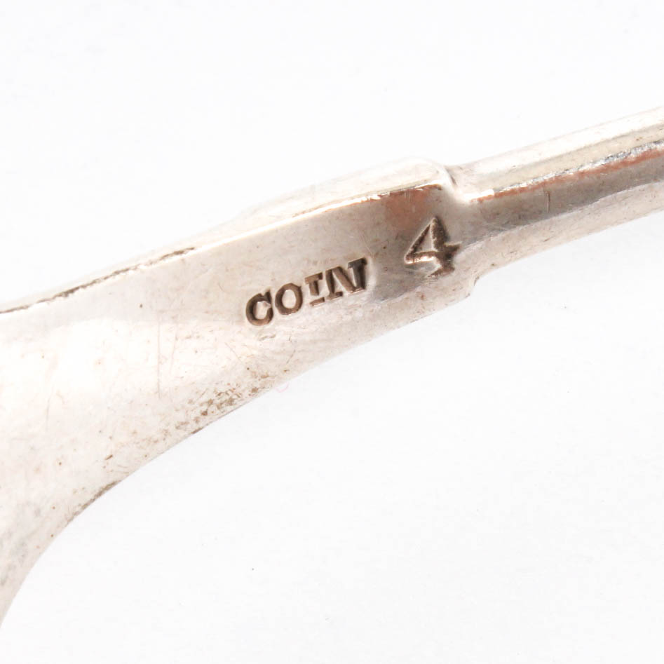 Circa 1860s Braverman & Levy Coin Silver "Medallion" Flatware