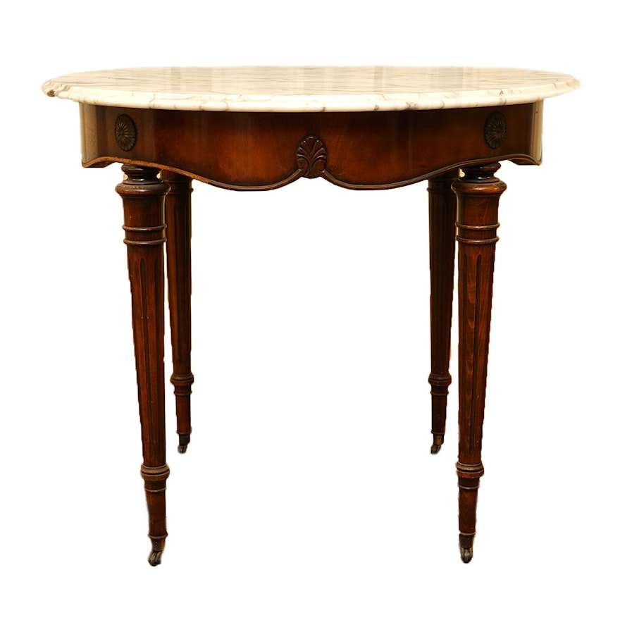 Federal Style Stone Top Accent Table