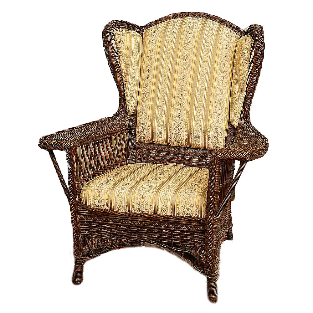 Vintage Wingback Wicker Chair