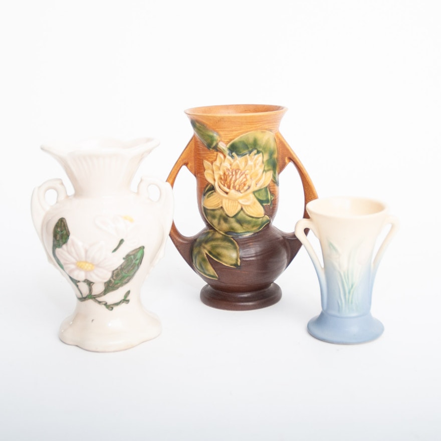 Roseville Pottery "Water Lily" and Hull Vases