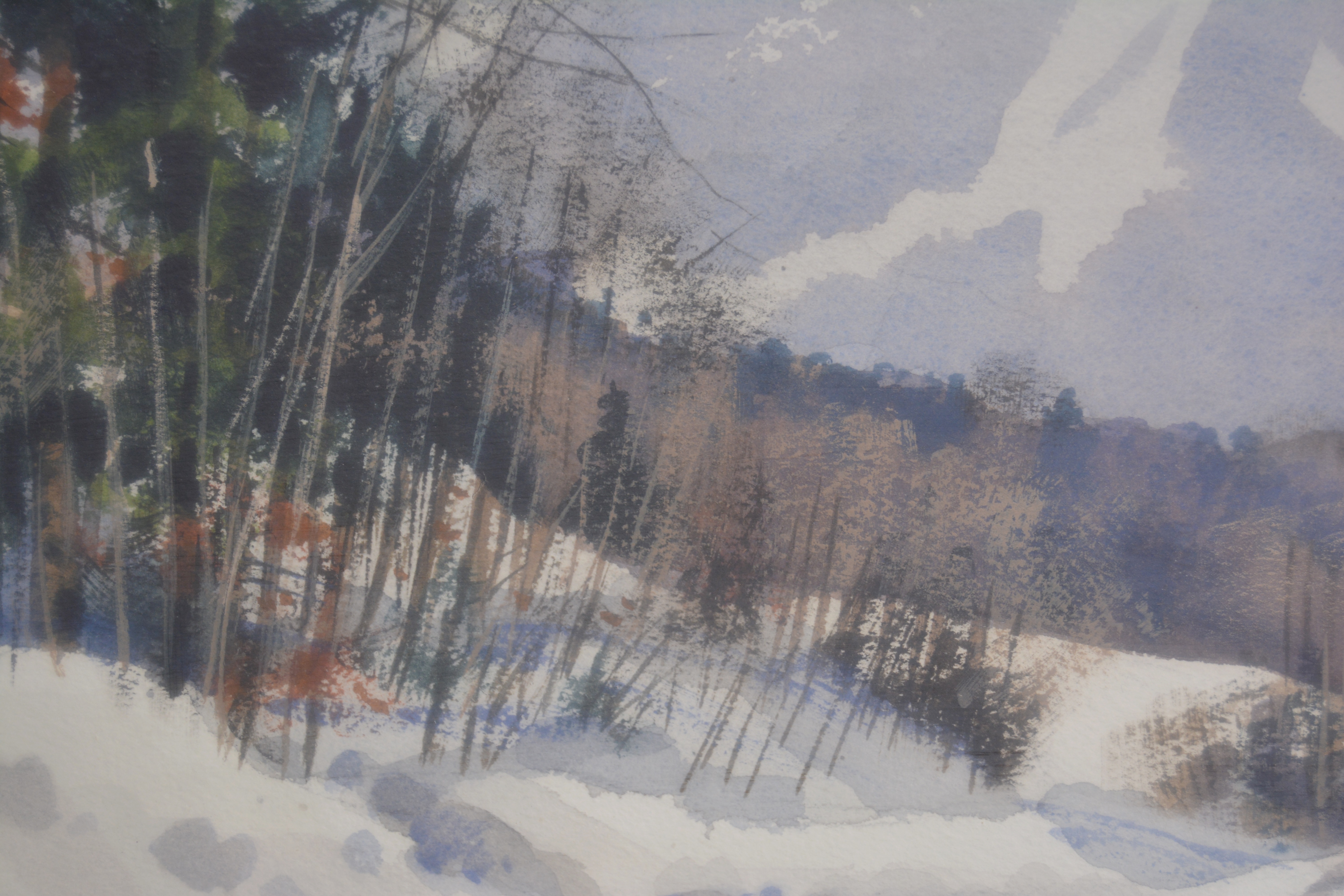 Kent Day Coes Original Watercolor of Snow Covered Road