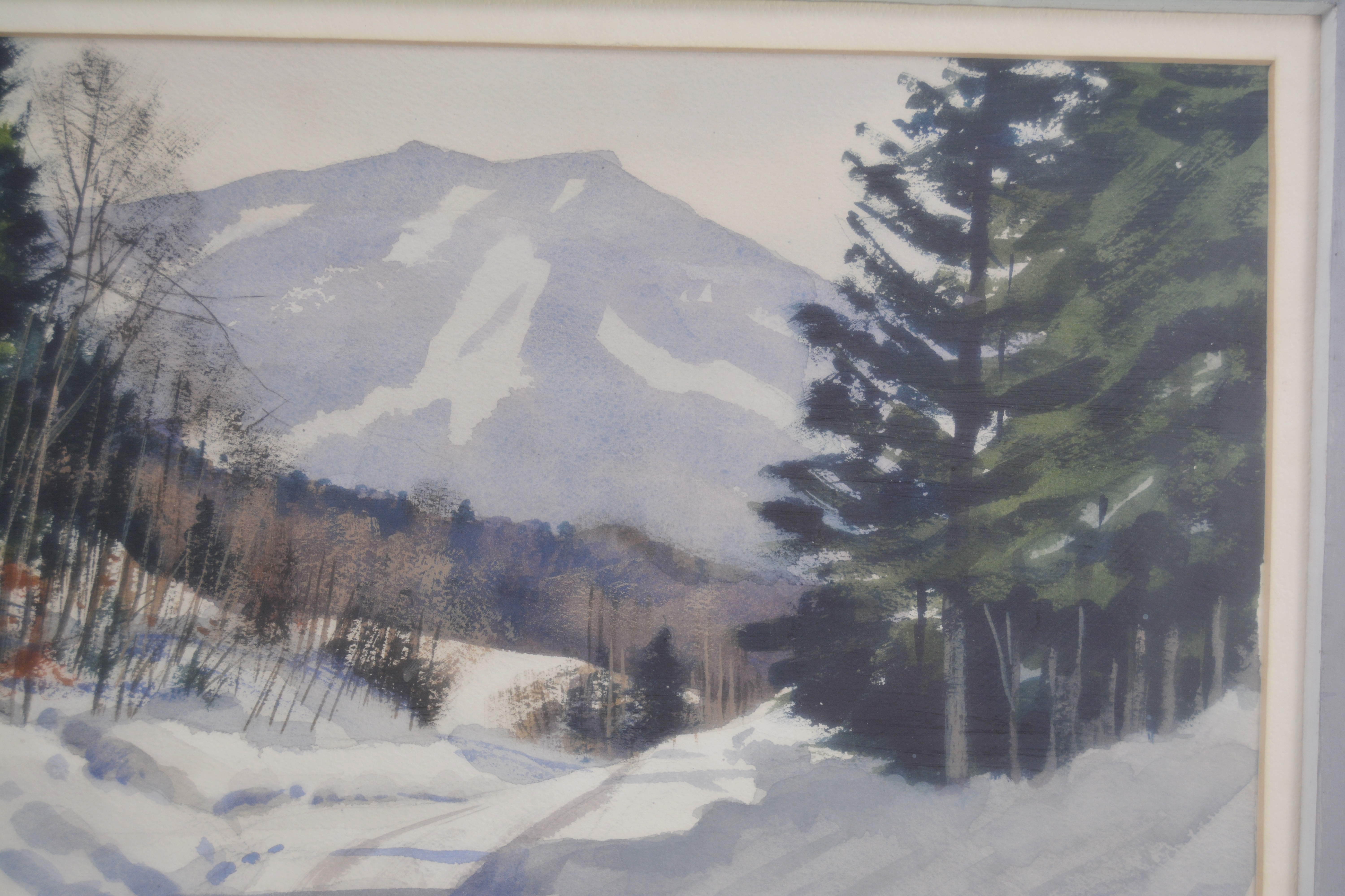 Kent Day Coes Original Watercolor of Snow Covered Road