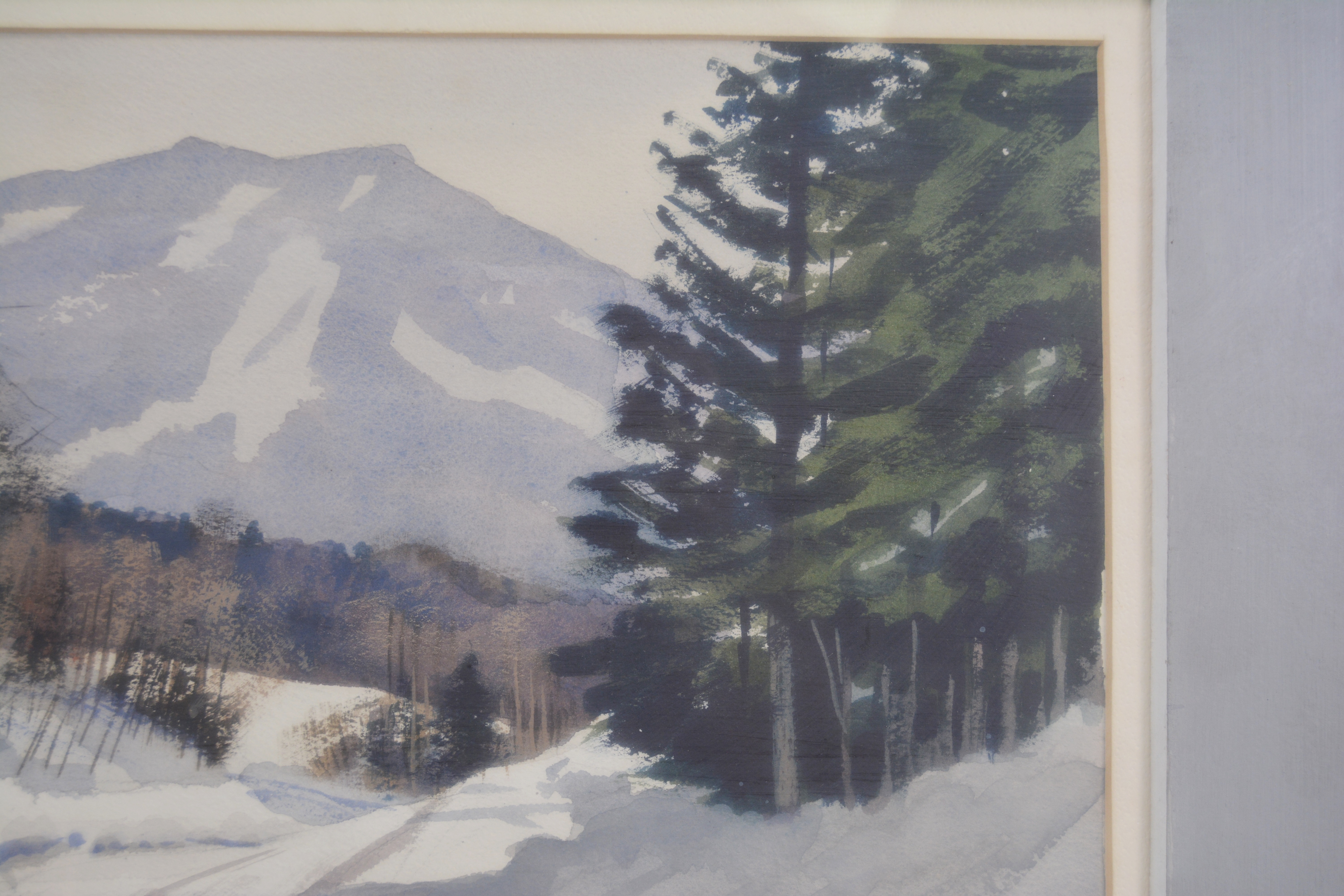 Kent Day Coes Original Watercolor of Snow Covered Road