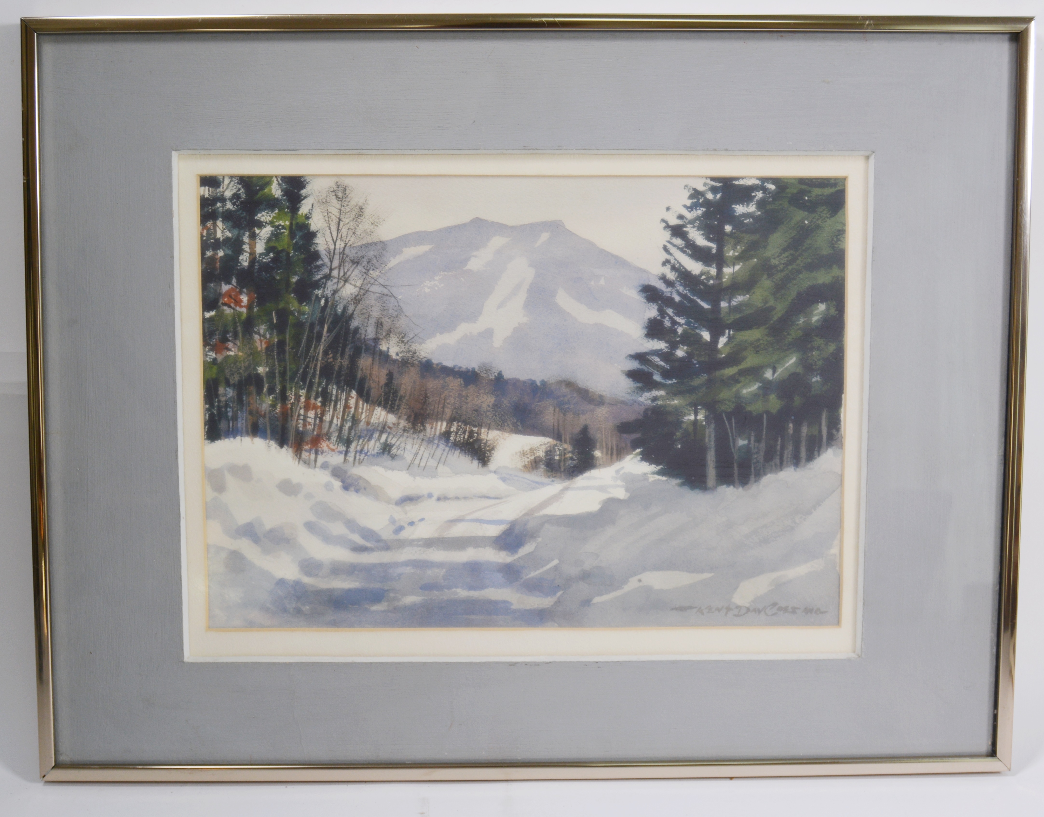 Kent Day Coes Original Watercolor of Snow Covered Road