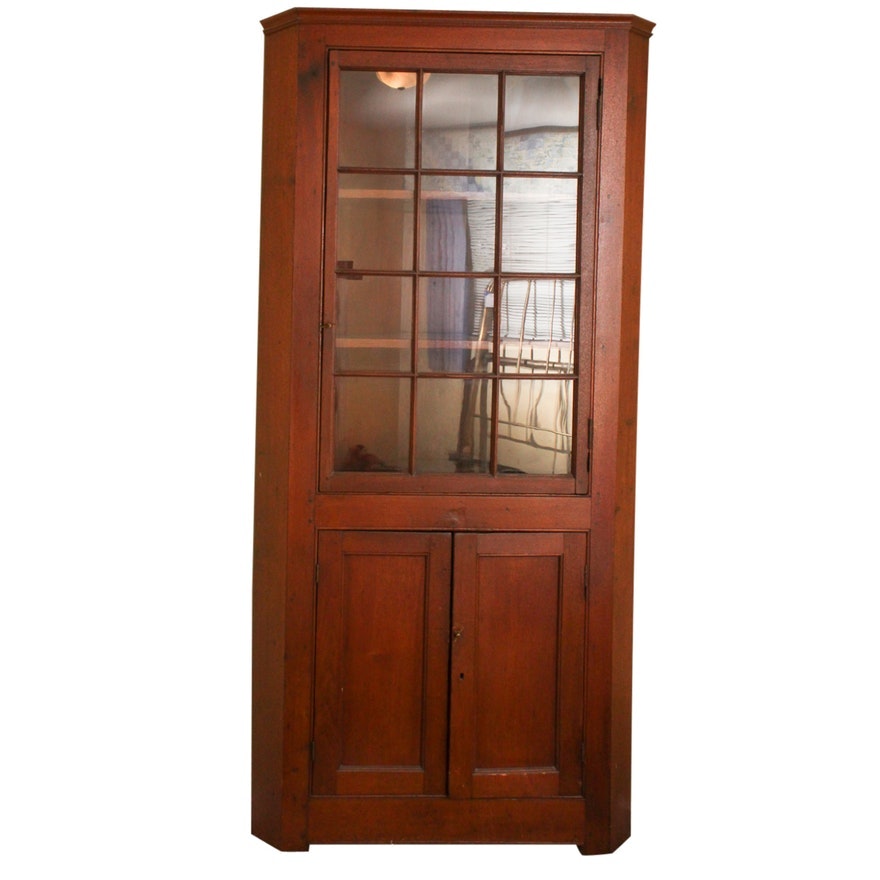 Antique 19th Century Wood Corner Cabinet in Cherry